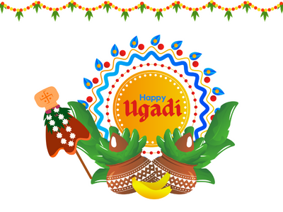 Colorful Traditional Happy Ugadi Instagram Post (400 × 300 px)